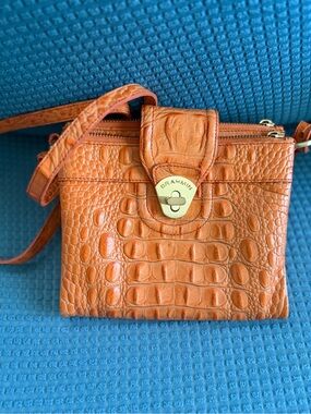 Brahmin Orange Croc-Embossed Leather Crossbody